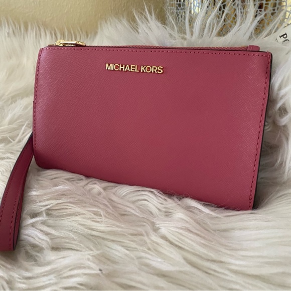 New Michael Kors jet set travel double zipper wallet wristlet - Picture 4 of 13